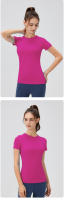 Camiseta Deportiva Para Mujer 2024 Técnica De Secado Rápido Top De Yoga Corto Manga Transpirable Y Cómodo Para Gimnasio Y Running - details 19