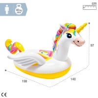 Unicornio hinchable piscina niños INTEX, flotador 198x140x97 cm, asas sujeción, doble cámara aire, parche incluido, juguete acuático verano, uso individual 1 niño, carga máxima 40 kg, a partir 3 años, original colorido, diversión agua exterior - details 3