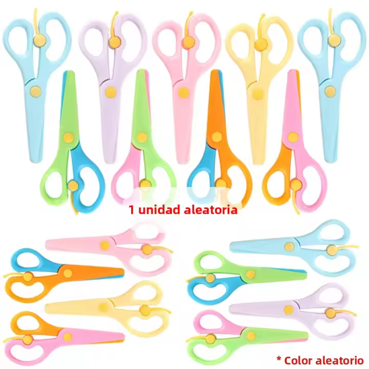 Tijeras De Seguridad De Plástico En Colores Para Oficina Y Manualidades Herramientas DIY Sin Manos Tamaño Estándar - 1
