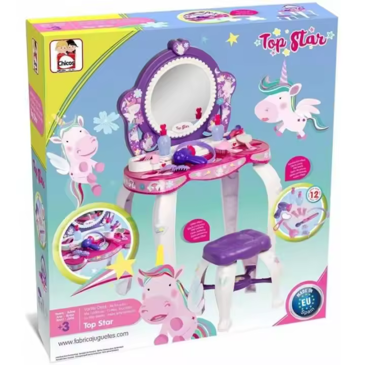 TOCADOR TOPSTAR UNICORNIO CON TABURETE DE CHICOS - 1