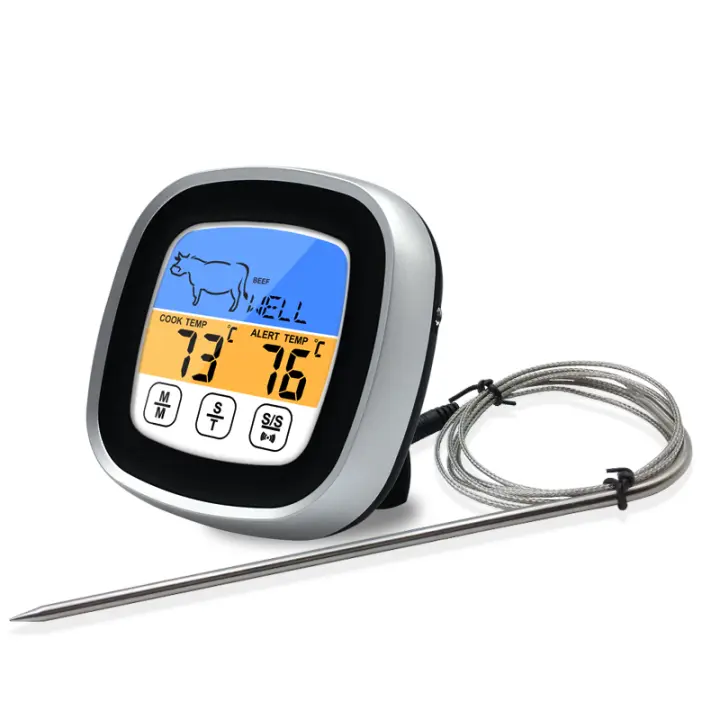 Termómetro Digital De Cocina Con Pantalla Táctil Y Timer Para Asado BBQ Cocción De Carne Modo Cocinar Precisión Alta Material Plástico - 1