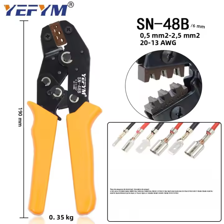 Aguja De Crimpado SN-48B 0.5-2.5mm2 20-13AWG Tipo De Conector Dupont XH2.54 KF2510 SM 2.54 3.96 TAB 2.8/4.8/6.3 Para Terminales Electrónicos - 1