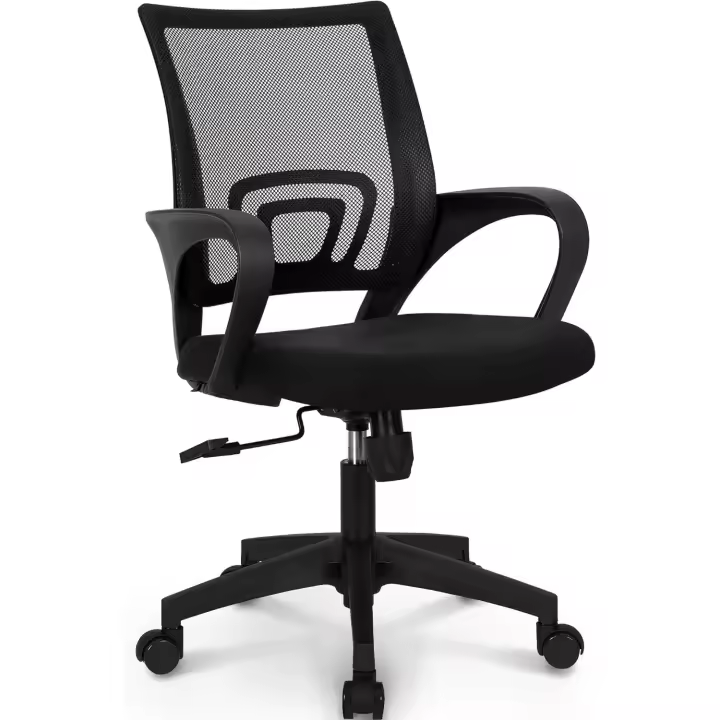 JUPPLIES Silla Escritorio Ergonomica - Silla Oficina con Apoyo Lumbar, Estructura de Acero, Malla Transpirable, Ruedas Giratorias 360° Soporta hasta 120kg (Ergonómica sin reposacabezas) - 1