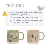 Set de tazas mug porcelana 365ml diseño floral margaritas con acabado mate, medidas 12x8.5x9.3cm. Estilo moderno y minimalista ideal para café, té, cocina, comedor, oficina, regalo o decoración - details 0