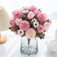 Flores Artificiales De Seda Rosa Para Boda Decoración De Hogar Navidad Arreos De Bodas Vaso De Comedor Fotografía Props DIY - details 16