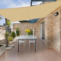 UD - Toldo impermeable 5M para protección solar triangular para jardín, patio, terraza, piscina, camping, con bloqueo UV y privacidad - details 1