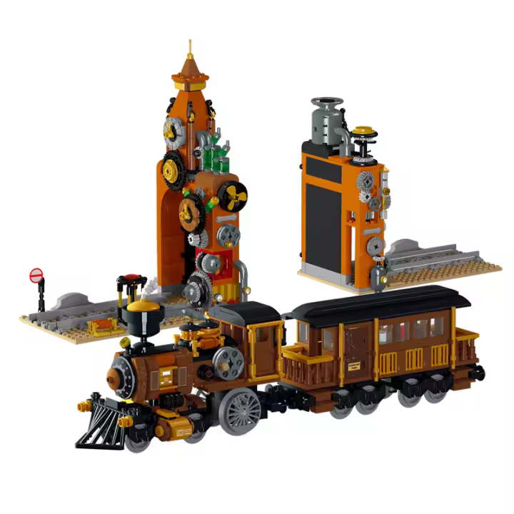 Bloques De Construcción Cyberpunk Con Luz Modelo De Locomotora De Tren Libra De Libros Para Adultos Y Niños Regalo De Cumpleaños DIY Compatible Con Lego - 1