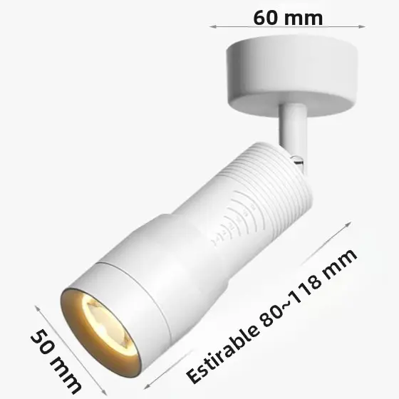 Spotlight Ajustable 5°~60° Ancho De Haz Restringido LED Negro Blanco Foco Instalación En Techo Montaje En Superficie 7W Zoomable Con Zoom - 1