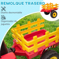HOMCOM Tractor Eléctrico con Remolque Desmontable Coche Eléctrico para Niños 3-6 Años con Control Remoto Música MP3 Pantalla Luces y Cinturón de Seguridad 136,5x50x52,5 cm - details 3
