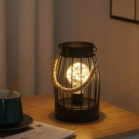 Lámpara De Mesa LED Decorativa Para Interior Diseño De Caja De Hierro Con Luces Nocturnas Batería Incluida Para Dormitorio Y Sala De Estar - details 9