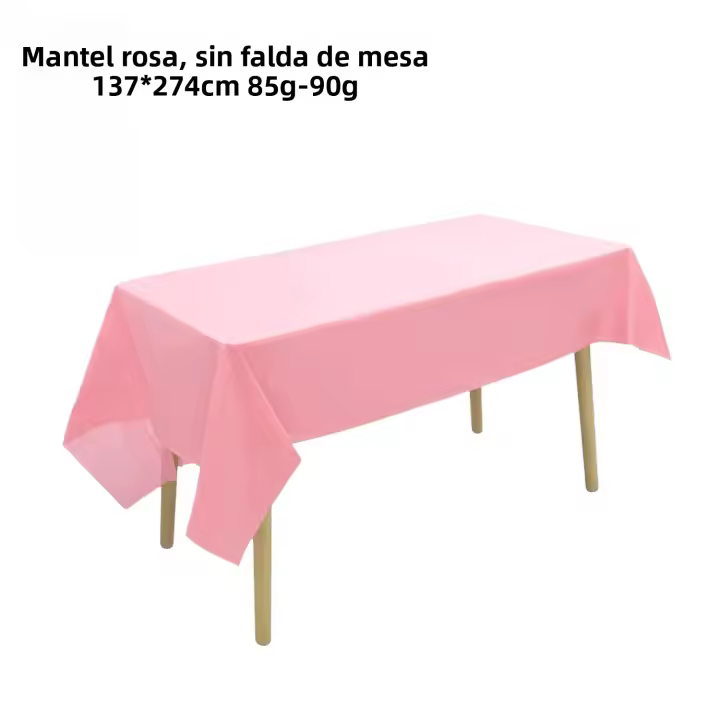 Juego De Mantel Desechable En Color Sólido Con Falda De Mesa Para Rectangular Cubierta De Papel Para Fiesta - 1