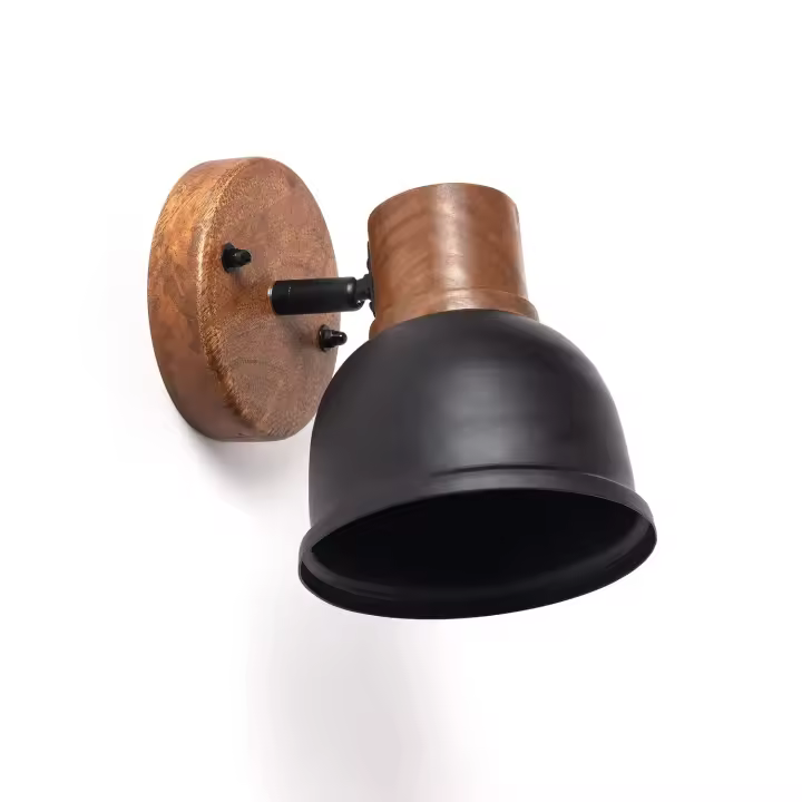 Ledkia Aplique de Pared Metal y Madera Eider ILUZZIA Negro - 1