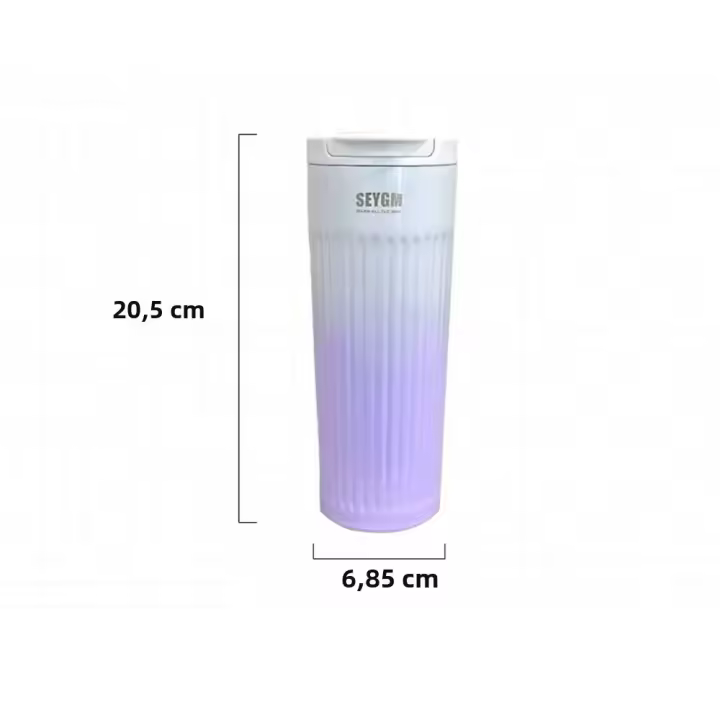 Botella De Agua Caliente Y Fría 500ml Acero Inoxidable 304 Portátil Antigrado Con Taza De Color Gradiente Y Absorbedor De Humedad Para Estudiantes - 1