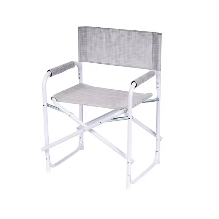 Silla de Director de Acero y Tejido Textilene Ideal para Playa Jardín or Camping Diseño Compacto y Resistant Gris - 1