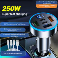 Cargador De Coche 5 En 1 Adaptador Rápido Con 3 Puertos USB + 2 PD QC3.0 Monitor De Voltaje C Type Para iPhone Samsung - details 6