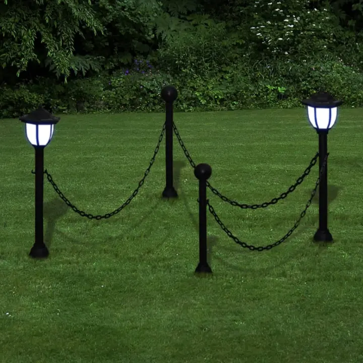 vidaXL Lámparas solares de jardín con valla de cadena - 1