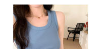 Top Corto De Verano Para Mujer Sin Mangas En Estilo Casual Suéter De Encaje Con Ribbing Solido Camiseta De O-Neck Moda Urban Streetwear - details 25