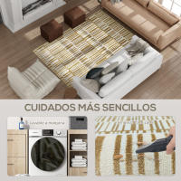 HOMCOM Alfombra Salón 170x120 cm Alfombra Lavable en Lavadora Pelo Corto Estilo Moderno Tapete para Sala de Estar Dormitorio Comedor Crema - details 2