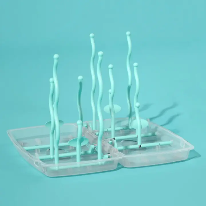Soporte De Secado Para Botellas Y Tetinas Arbol De Almacenamiento Portátil Doble Cara Para Bebés Con Estante Para Chupetes Y Copas De Alimentación - 1