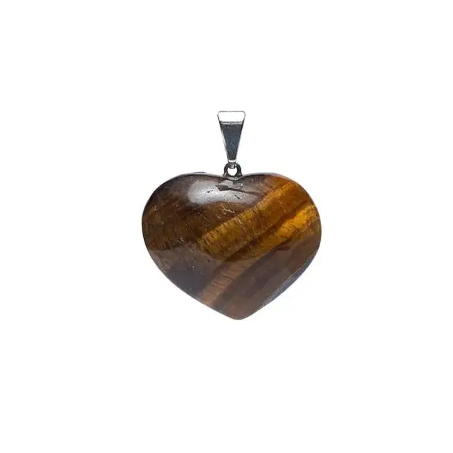 Ojo de Tigre - Colgante Corazón, Piedra Preciosa Raíz, Protección y Elegancia - 1