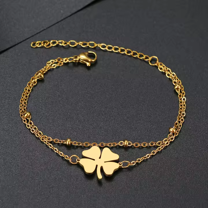 Pulsera De Acero Inoxidable Estilo Clásico Moda Cuatro Hojas De Clover Para Mujer Joyería Fina Regalos De Boda Y Fiesta - 1