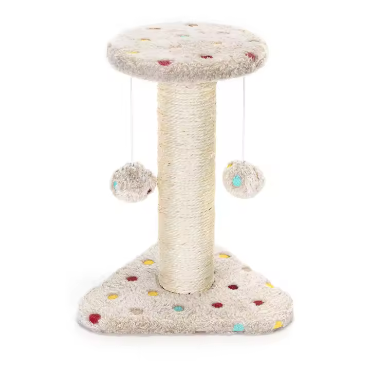 Nobleza - Juguete rascador para gatos, tipo columna con pelotas. Color marrón - 1