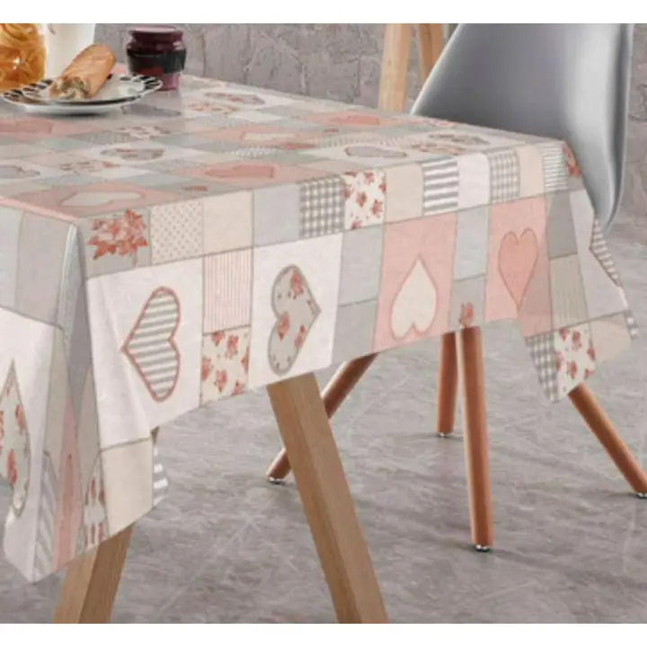 Mantel Hulehule Tex Square Heart 140x140 - Alta Calidad, Resistente a Manchas y Fácil de Limpiar - 1