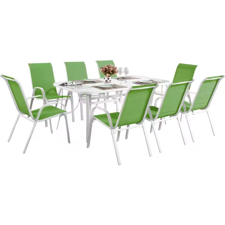 Conjunto De Jardín Mesa + 8 sillas de Textileno "Córdoba"  - Verde - 1