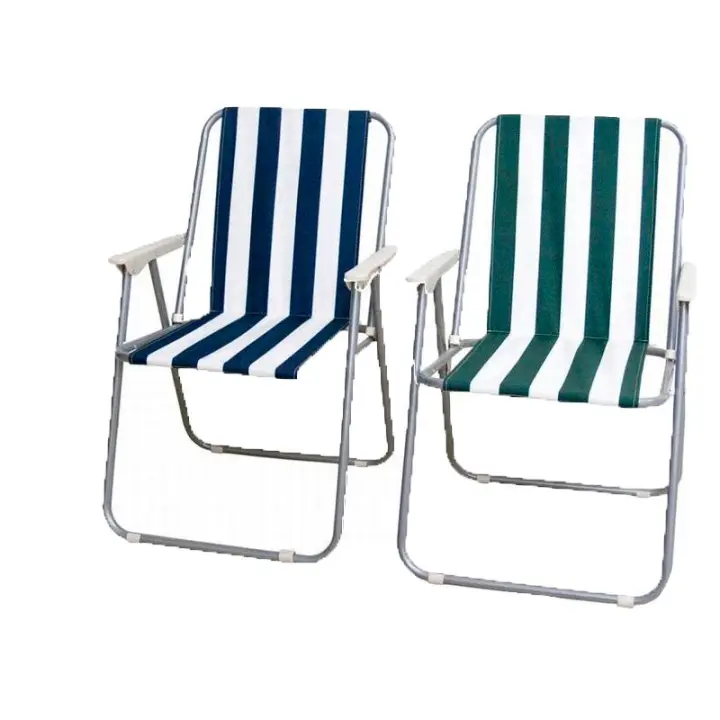 Gerimport Silla Plegable Rayas 75x53x43 Cm Poliester y Metal Resistente para Exterior - 1