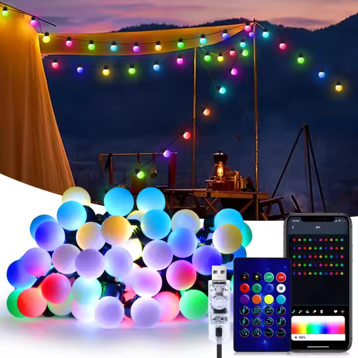 Luces LED Inteligentes Bluetooth USB Para Decoración De Jardín Y Camping 10M Con 50 Luces De Navidad Guirnalda Lámpara De Aire Libre Y Habitaciones - 1