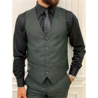 Traje De Boda Para Hombre 3 Piezas Tuxedo Formal Ajustado Con Chaleco Pantalones Solapa Notch Cierre Simple (Blazer+Vest+Pants) - details 3