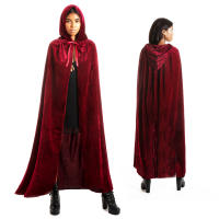 Largo Capa con Capucha Terciopelo Disfraz de Vampiro Halloween Capa Medieval Disfraz para Fiesta de Carnaval y Halloween - Capa Disfraz Adulto para Unisex Mujer y Hombre, Color Blanco,Verde,Negro,Rojo,Rojo oscuro,Morada,tamaño 135cm/150cm/170cm - details 9