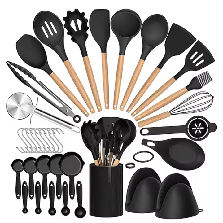 Set De Utensilios De Cocina Ecológicos De Silicona 36 Piezas Con Soporte Para Cocinar Y Hornear Herramientas De Cocina Prácticas Y Duraderas - 1