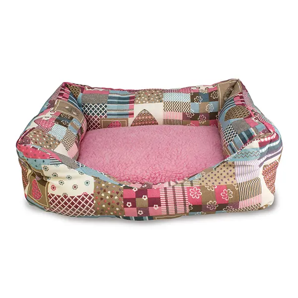 Cama estilo corazones y rayas para perros - 50 x 45 x 17 cm - Cómoda y agradable - Accesorios para dormir - 1