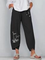 Pantalones bombachos Holgados de Lino y Algodón para Mujer, pantalón informal, Talla Grande, Verano, Fashion Irregular, informal, High Belt, elástico Belt, rectos, suelta, pantalones Cargo de Verano para Mujer - details 24