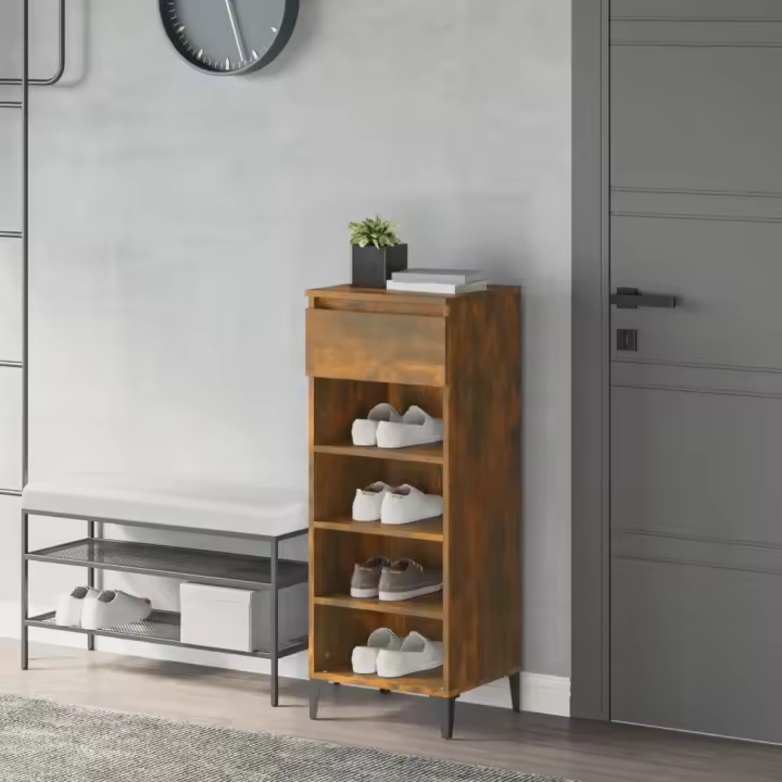 vidaXL Zapatero madera contrachapada roble ahumado 40x36x105 cm - 1