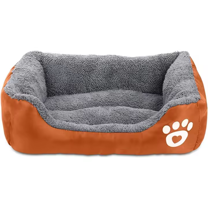 Cama para perros súper suave, sofá para mascotas, cama para gatos, base antideslizante, cama para mascotas transpirable y con calefacción automática, ropa de cama de primera calidad (naranja) - 1