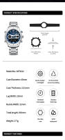 Reloj De Pulsera Deportivo Militar De Lujo NAVIFORCE Para Hombres Con Pantalla Digital Y Analógica Resistente Al Agua Y Al Choque Manos Luminosas Correa De Acero Inoxidable - details 1