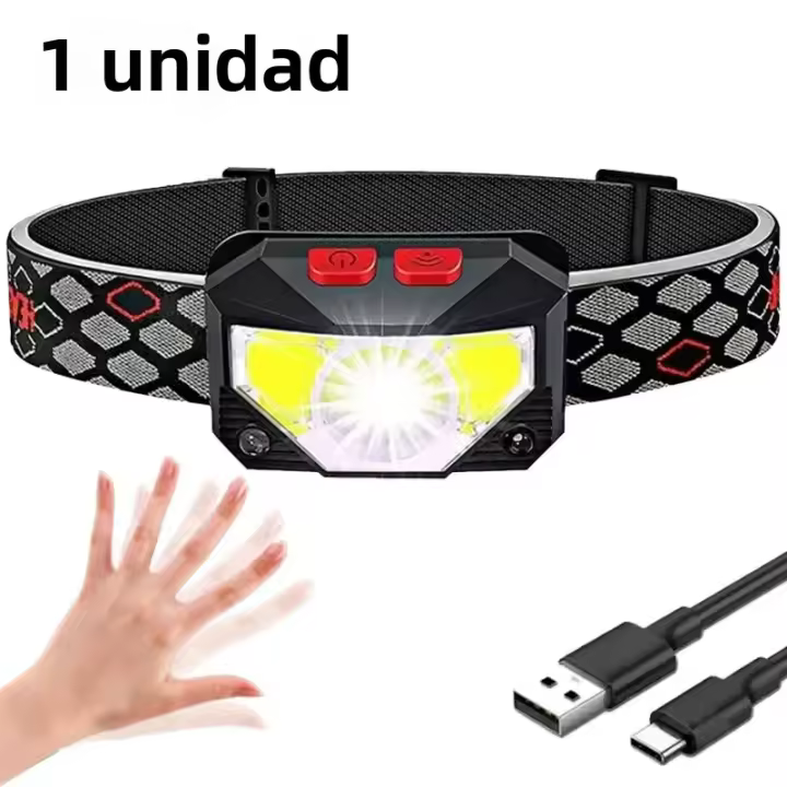 Lámpara De Cara Ultra-Ligera De 1200 Lumen LED Recargable Con Luz Blanca Roja 2 Pack Impermeable Con Movimiento Para Camping Pesca Al Atardecer Reparación - 1