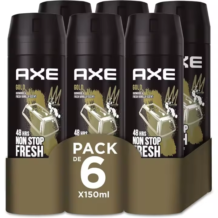 Axe Gold Desodorante para Hombre Bodyspray - Pack AHORRO 6x150ml - 1