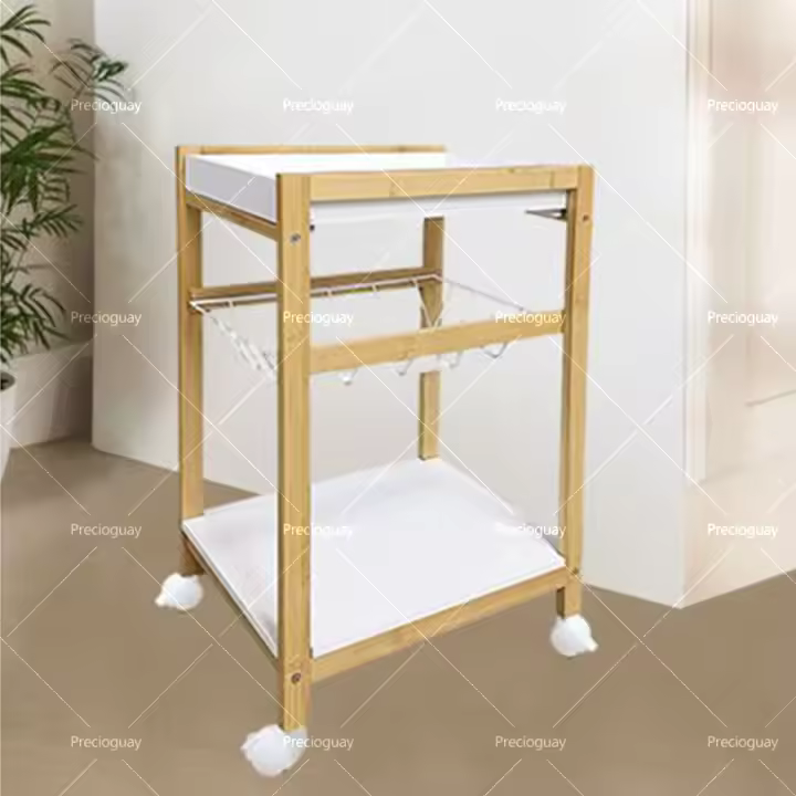 Cesta de almacenamiento con carrito para el hogar, estantería de almacenamiento móvil para el suelo. - 1