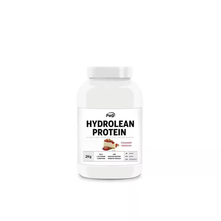Proteína Hydrolean Strawberry Cheesecake | PWD Nutrition 1KG - 2KG Suplemento ideal para tus necesidades fitness en un delicioso sabor a Strawberry Cheesecake - 1