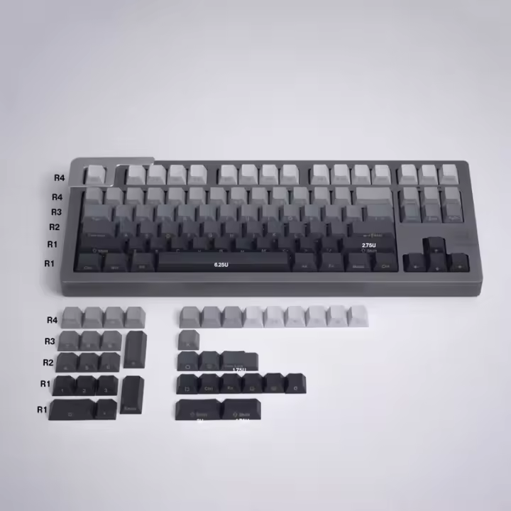 Keycaps Gris Gradiente PBT Material Dye Sublimation 125 Teclas Perfil Cherry Para Teclado Mecánico Accesorios De Teclado - 1