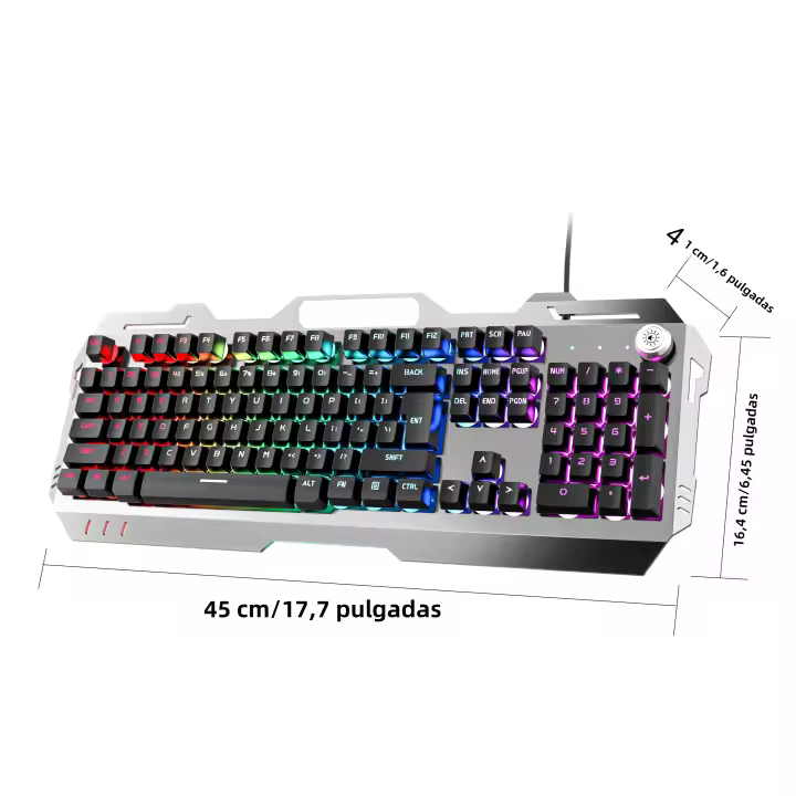Teclado Mecánico Con Cable EWEADN GX810 Panel Metálico Con Botón Multimedia Y Soporte Para Móvil Para Juegos Y Oficina Negro - 1