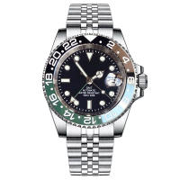 Reloj De Diversión GMT Para Hombres Con Movimiento NH34A Automático Acero Inoxidable Luminoso Correa Jubilee Hebilla Deslizante 200m Impermeable - details 18
