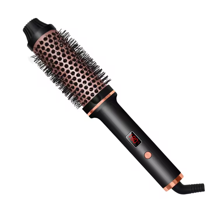 Cepillo caliente cepillo redondo doble PT de 1,5" - tecnología de iones negativos para cabello rizado y alisado - cepillo 3 en 1 para rizar y soplar - 1