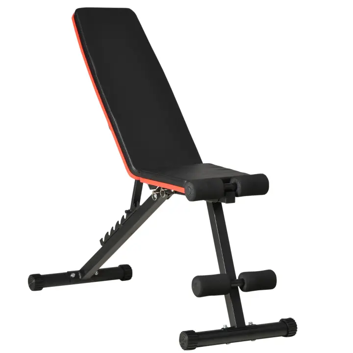 HOMCOM Banco Abdominales Plegable 2 en 1 Banco de Mancuerna de Acero con Altura Ajustable Respaldo Inclinable en 7 Posiciones para Entrenamiento en Hogar Gimnasio Carga 100 kg 116x43x56-116 cm Negro - 1