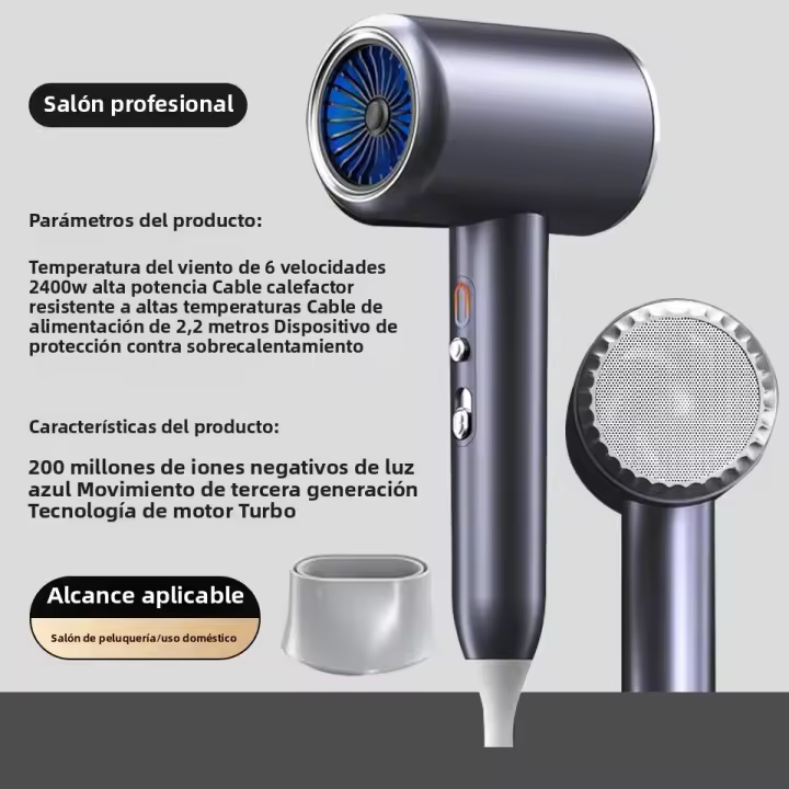 Secador De Pelo Profesional 2400W Con Viento Caliente Y Frío Air Brush Secador De Cabello Con Tres Velocidades Y Ionización Negativa Para Salon - 1