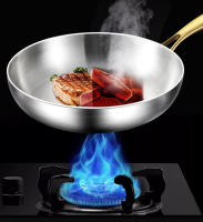 Sartén De Frying 28cm Acero Inoxidable 316 Antiadherente Para Estufa De Gas Y Inducción Cocina Universal Sin Tapa - details 6