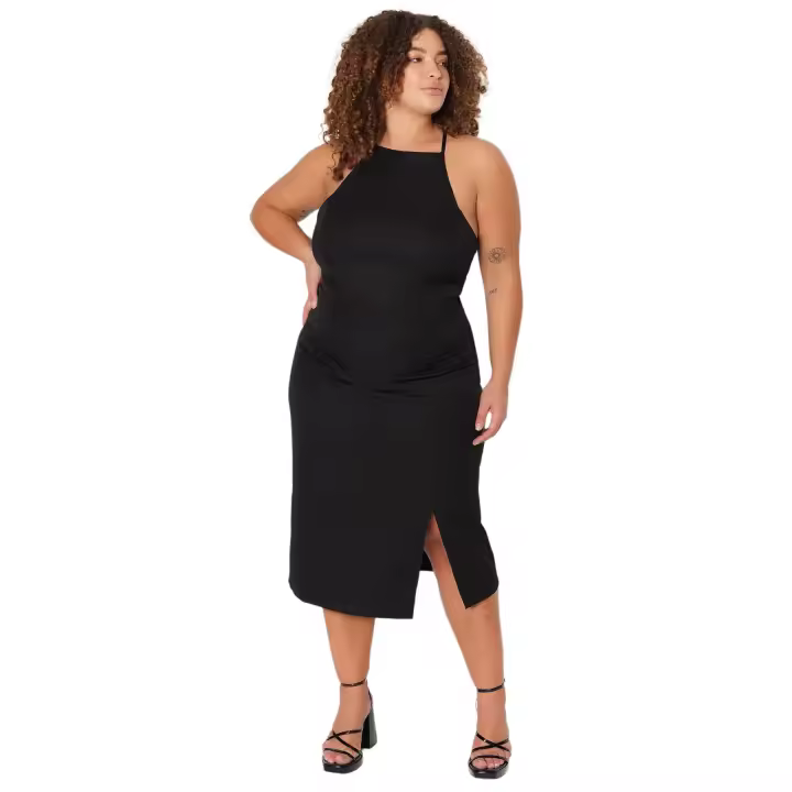 Trendyol Black Woven Satin Dress With Back Detail Tbbss23Ah00223 - 1